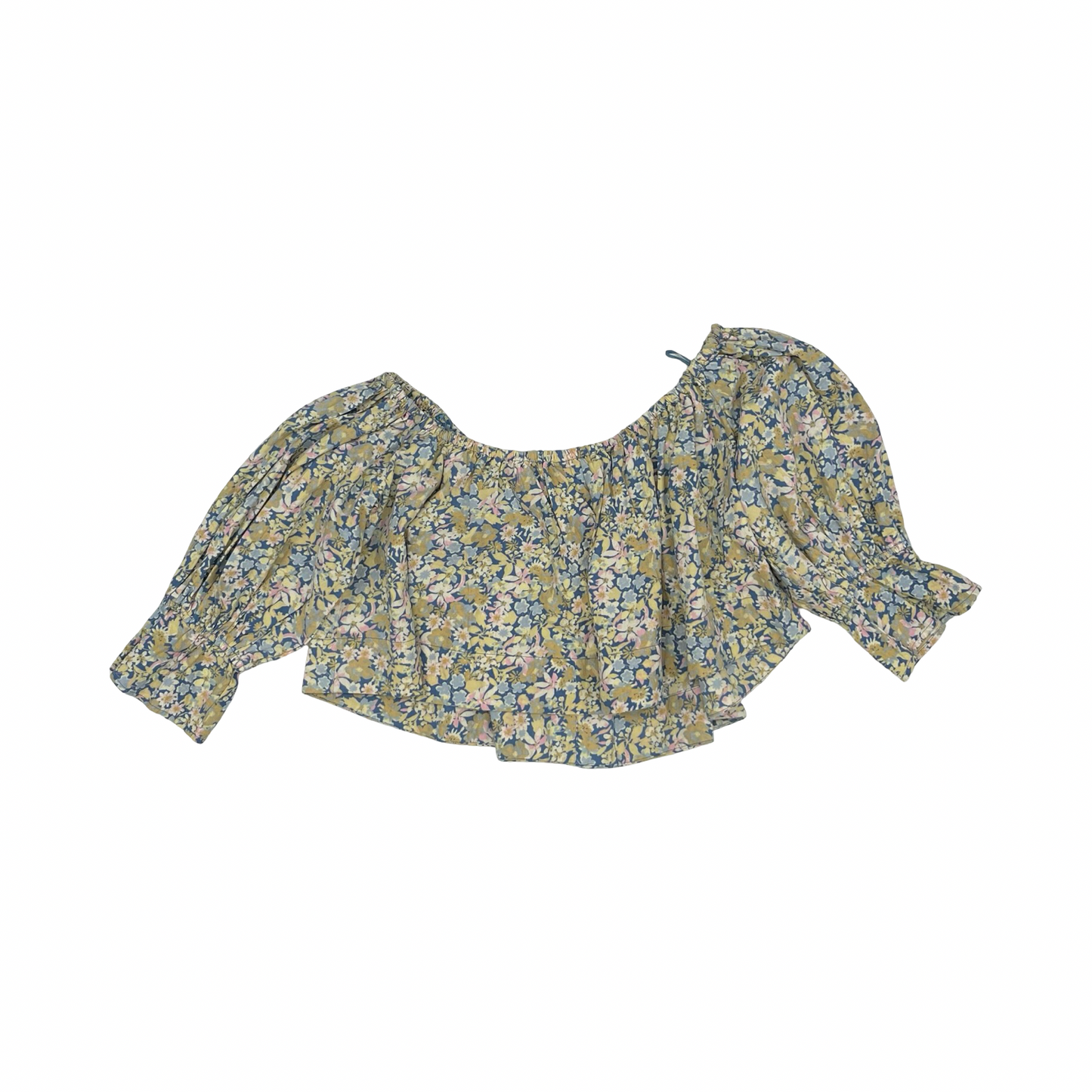 Blouse 3/4 Sleeve By Free People In Blue & Yellow, Size:Xs