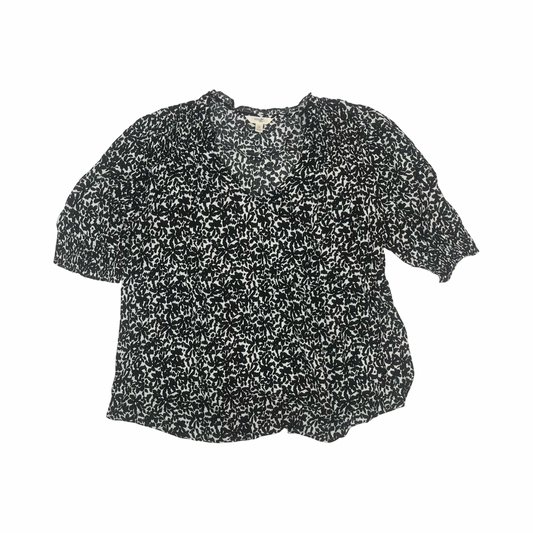 Blouse Ss By Terra & Sky In Black & Cream, Size:Xl
