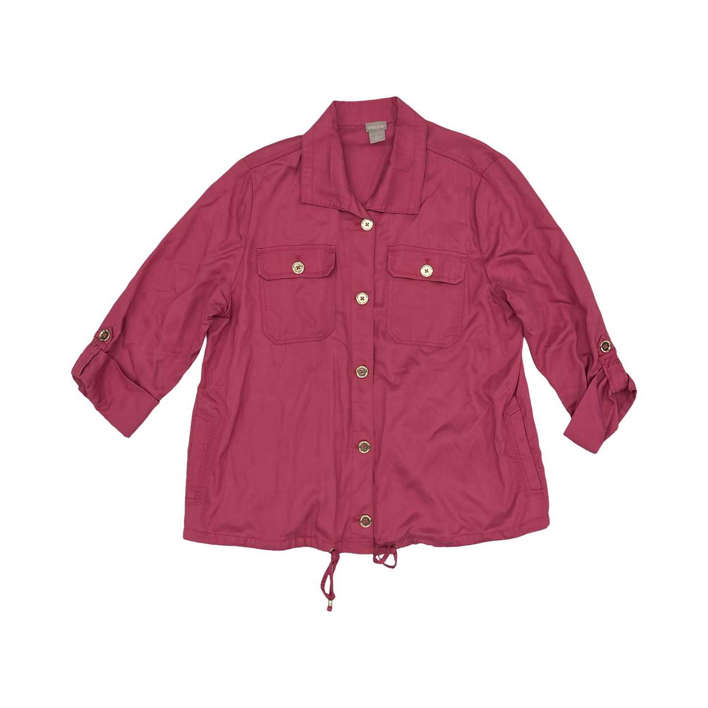 Jacket Shirt By Chicos In Pink, Size:L