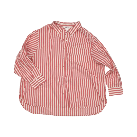 Blouse Ls By The Drop In Pink & White, Size:4X