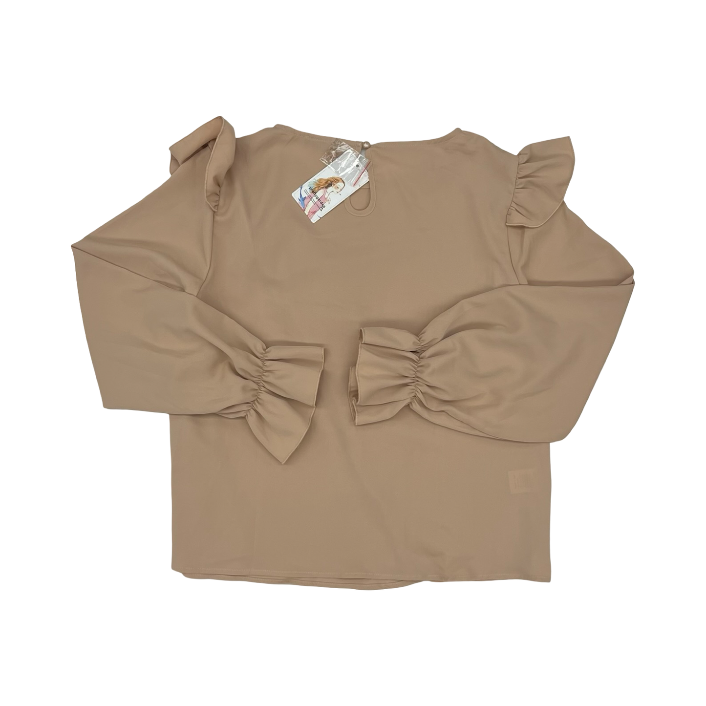 Blouse Ls By Prettygarden In Tan, Size:L