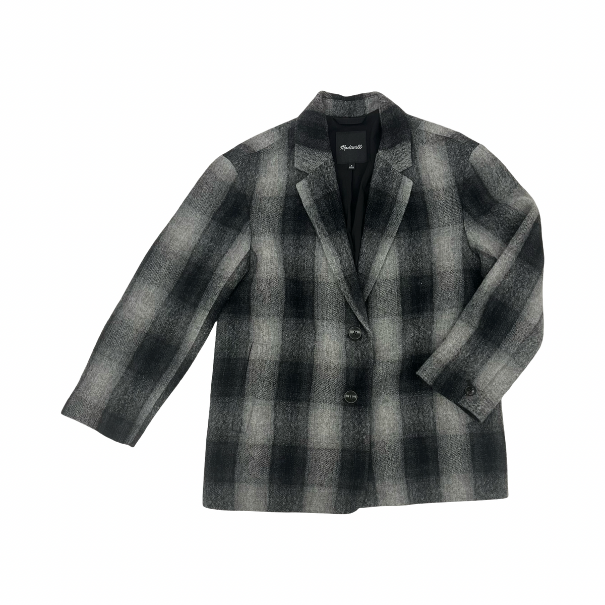 Coat Wool By Madewell In Black & Grey, Size:M