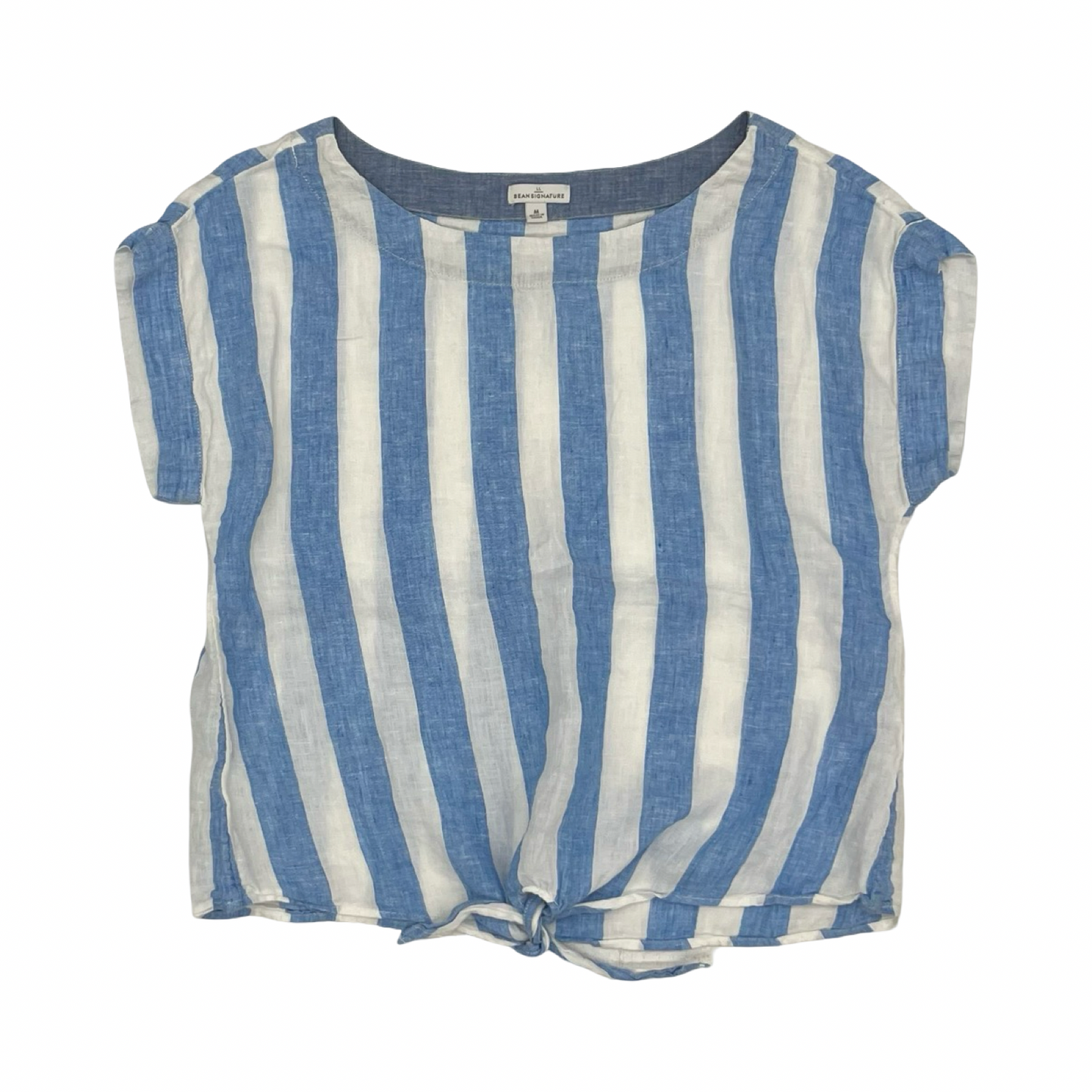 Blouse Ss By Clothes Mentor In Blue & White, Size:M