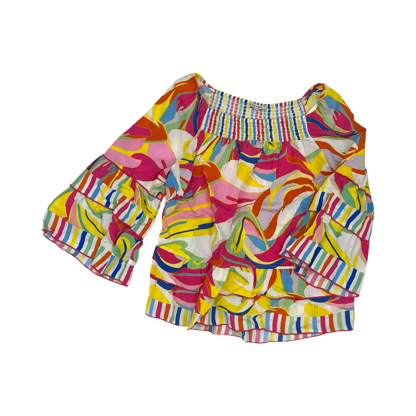 Blouse 3/4 Sleeve By John Mark In Multi, Size:Xl
