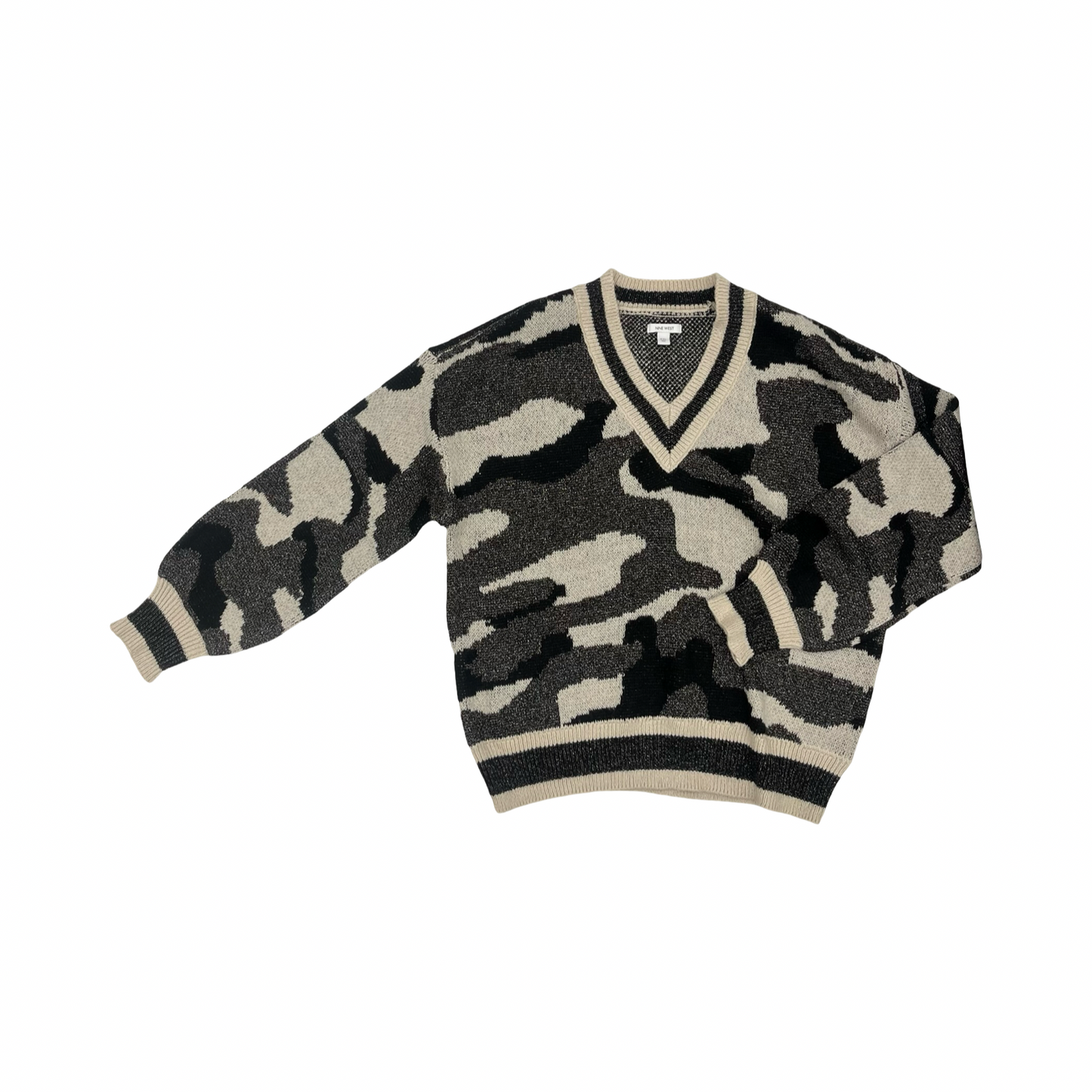 Sweater By Nine West In Black & Cream, Size:Xxl