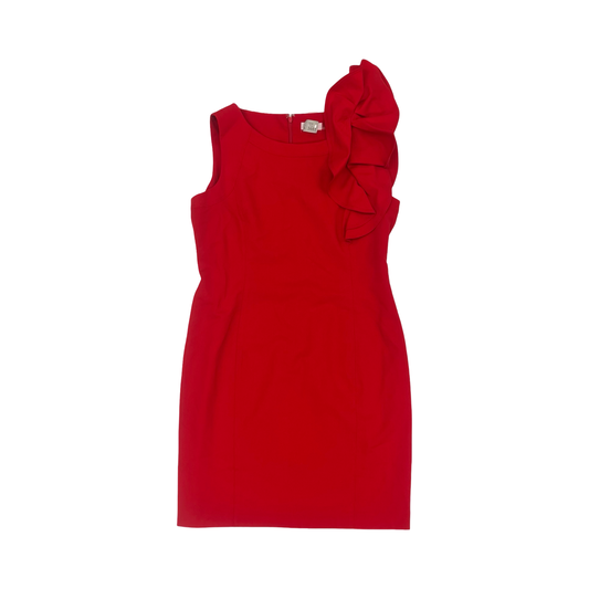 Dress Casual Midi By Calvin Klein In Red, Size:14