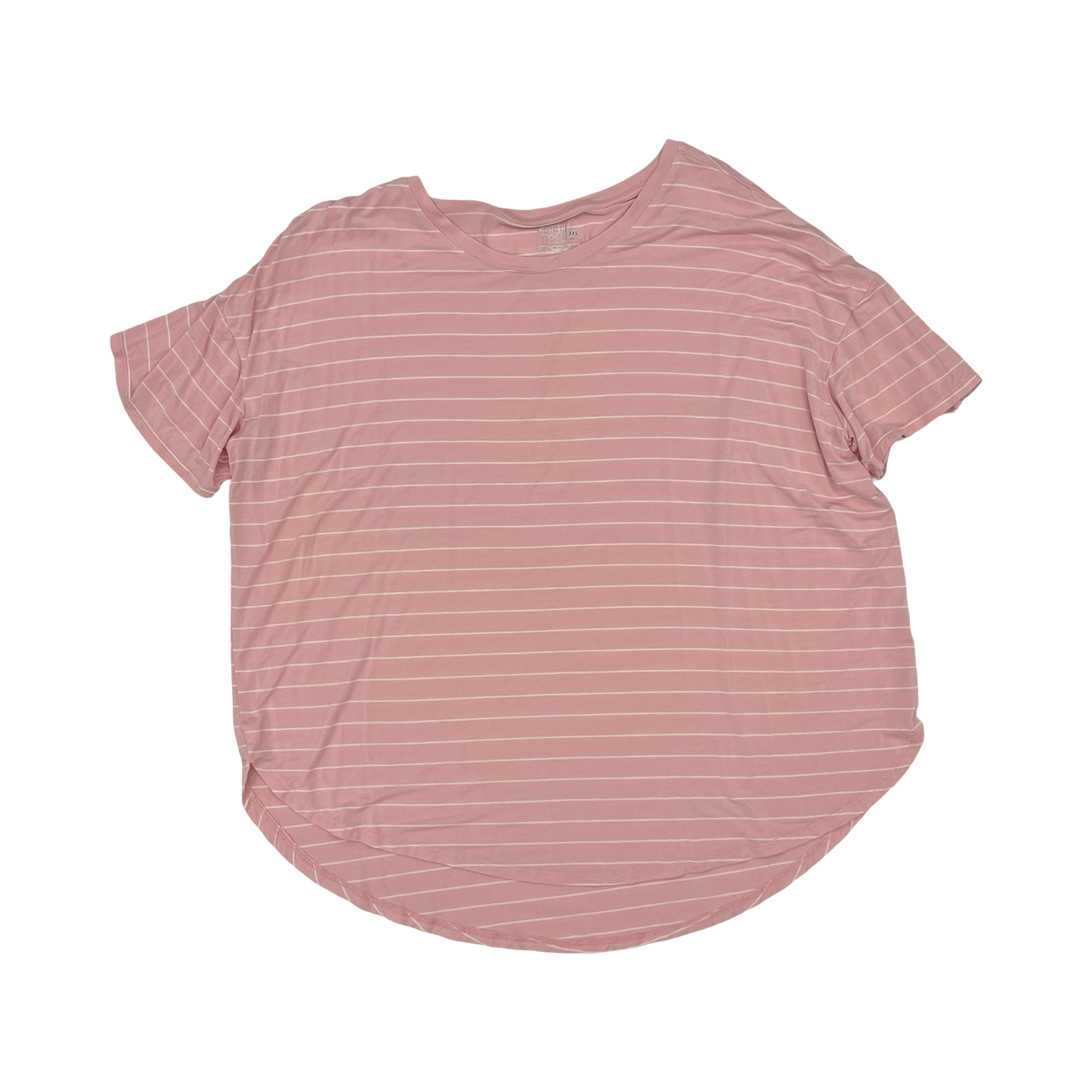 Top Ss By Time And Tru In Pink & White, Size:Xxl