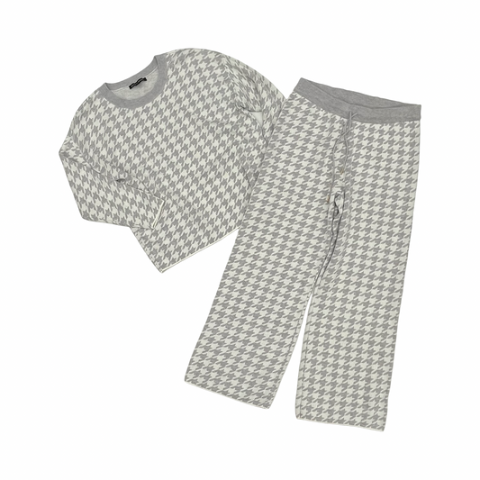 Pants Set 2Pc By Boston Proper In Grey & White, Size:L
