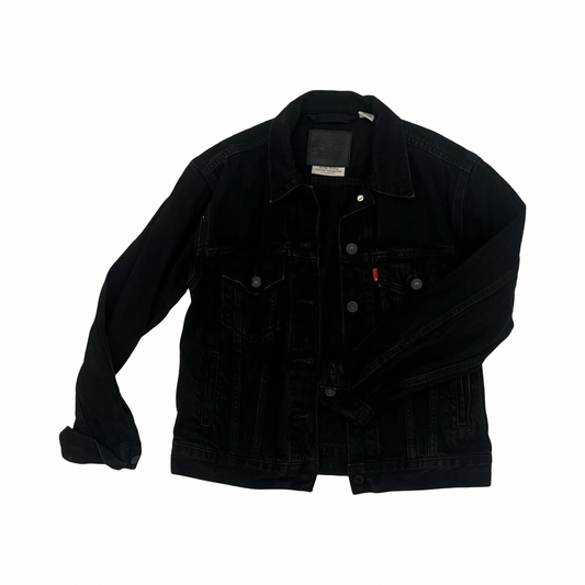 Jacket Denim By Levis In Black Denim, Size:Xs
