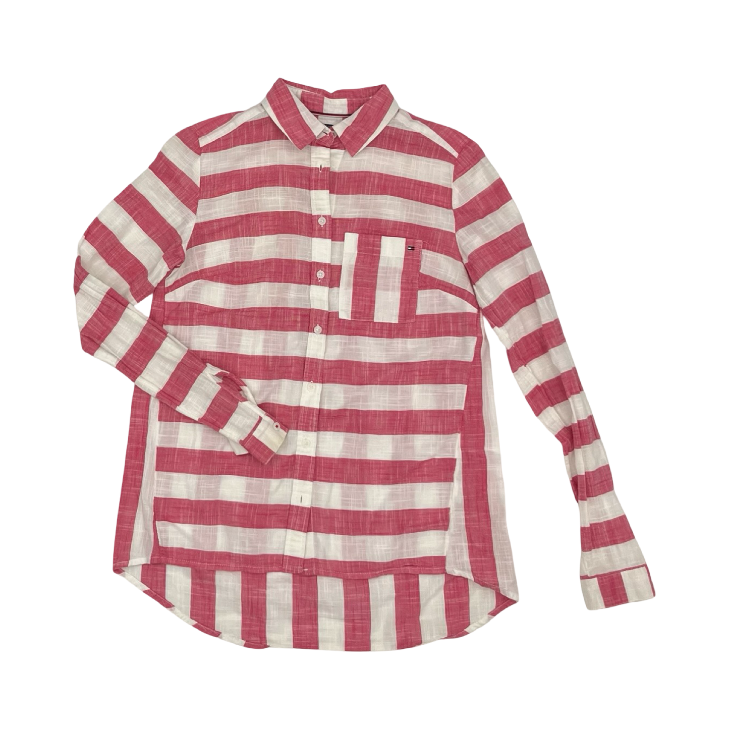 Blouse Ls By Tommy Hilfiger In Pink & White, Size:Xs