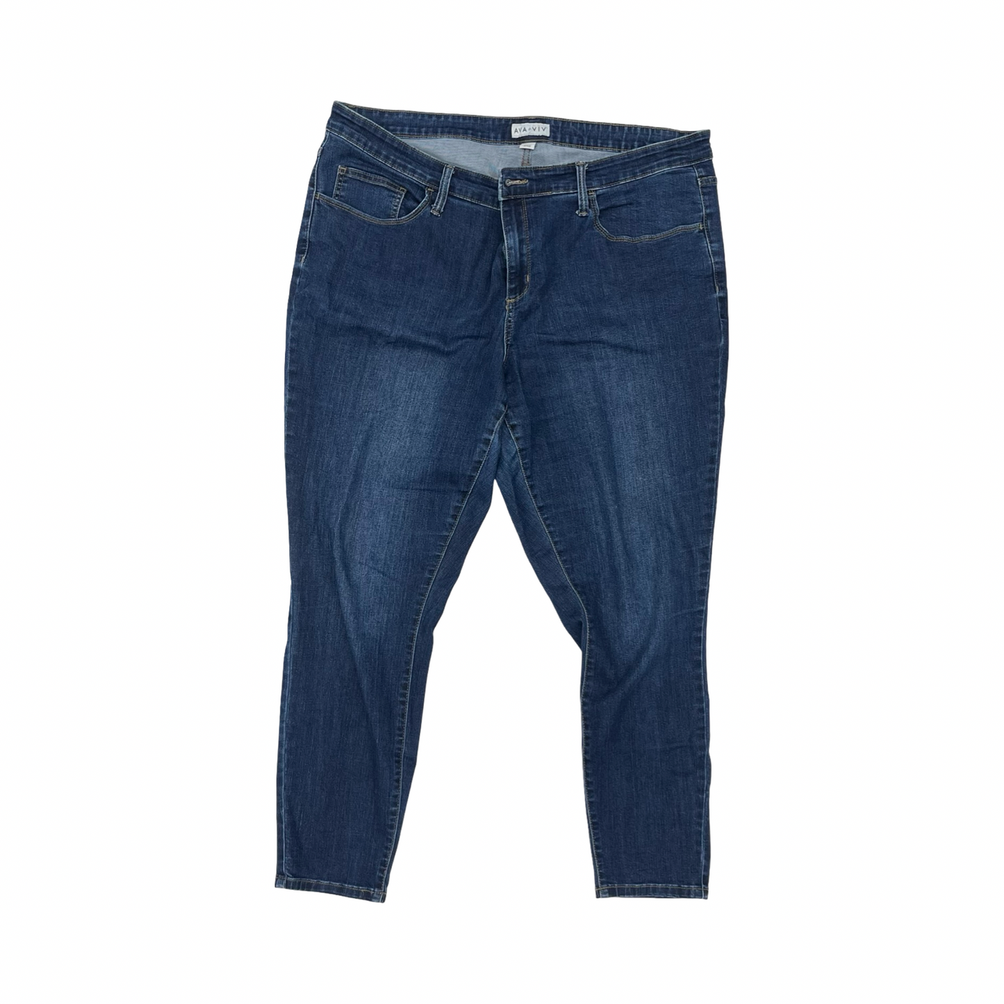 Jeans Skinny By Ava & Viv In Blue Denim, Size:20