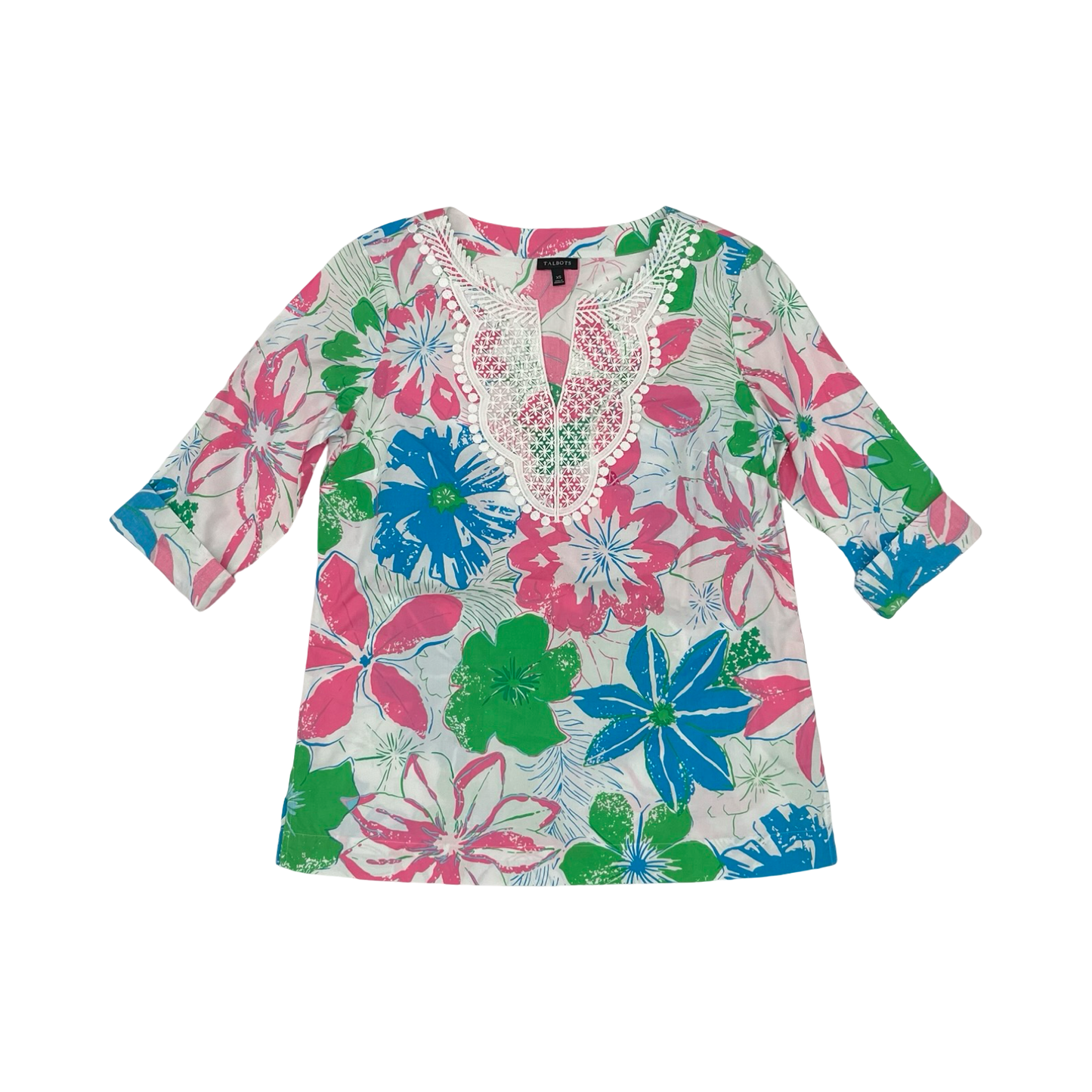 Blouse 3/4 Sleeve By Talbots In Multi, Size:Xs