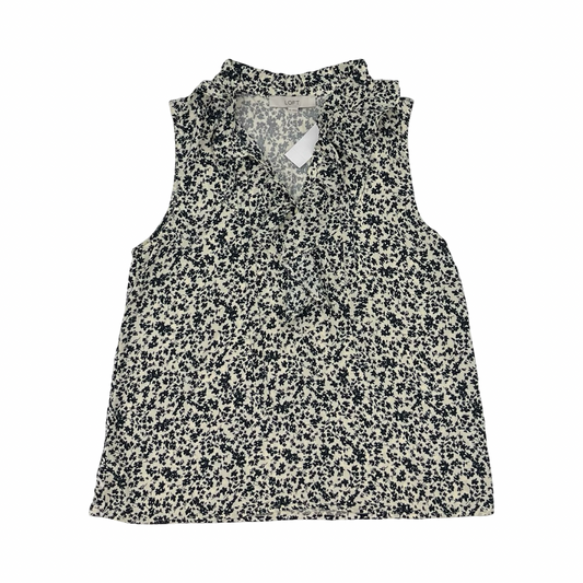 Blouse Sleeveless By Loft In Blue & Cream, Size:M