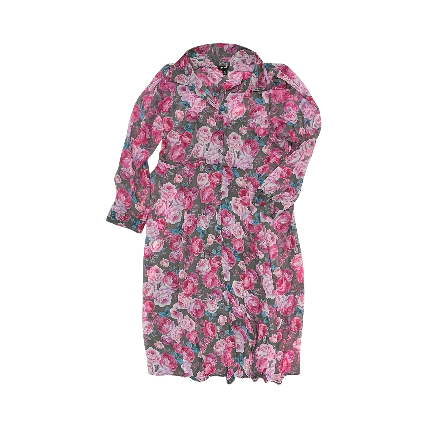 Dress Party Long By Torrid In Grey & Pink, Size:2X