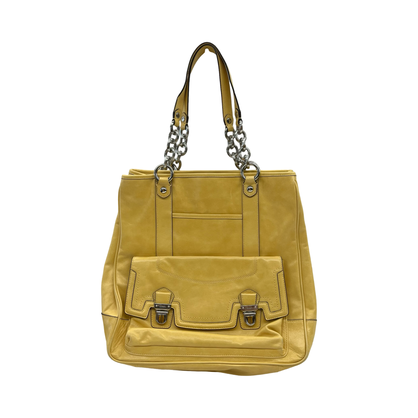 Handbag Designer By Coach In Yellow, Size:Large