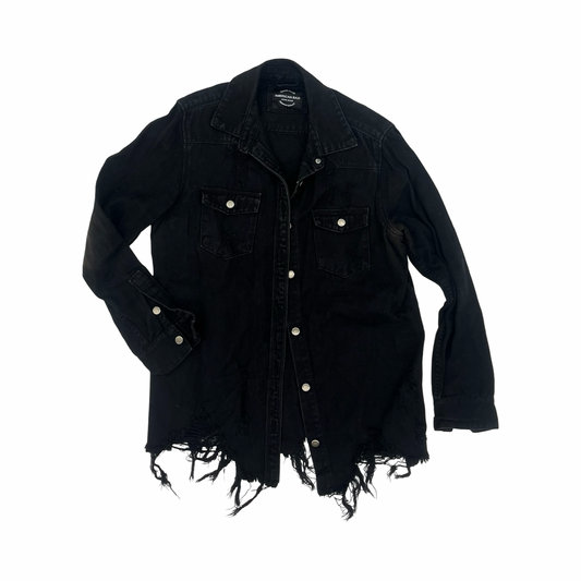 Jacket Denim By American Bazi In Black Denim, Size:M