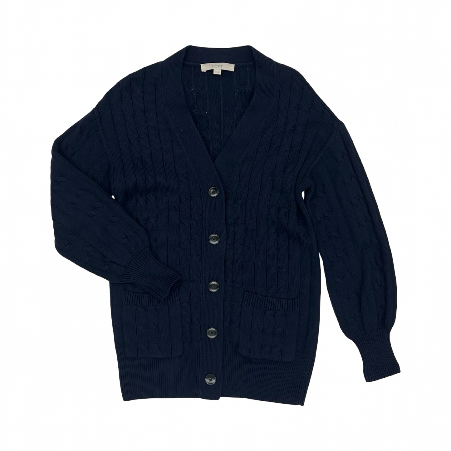 Sweater Cardigan By Loft In Blue, Size:Xs