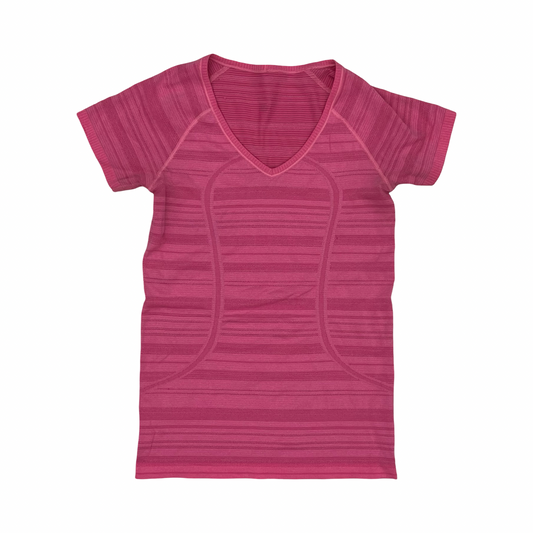 Athletic Top Ss By Lululemon In Pink, Size:M