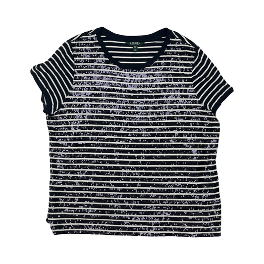 Top Ss By Lauren By Ralph Lauren In Blue & Cream, Size:Xxl