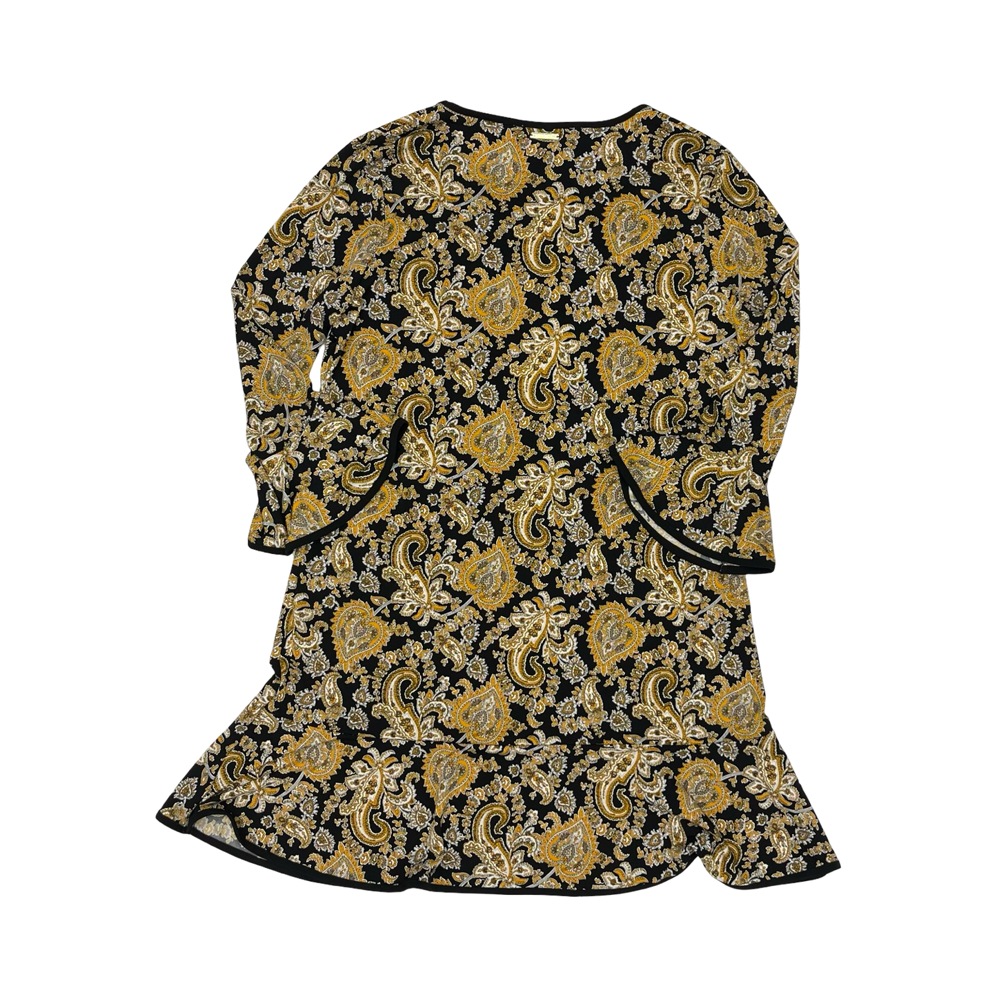 Dress Designer By Michael Kors In Black & Gold, Size:Xl