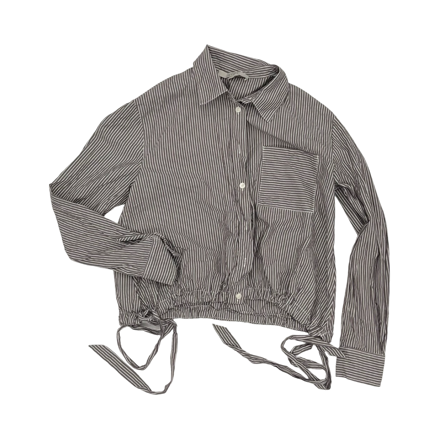 Blouse Ls By Loft In Purple & White, Size:S