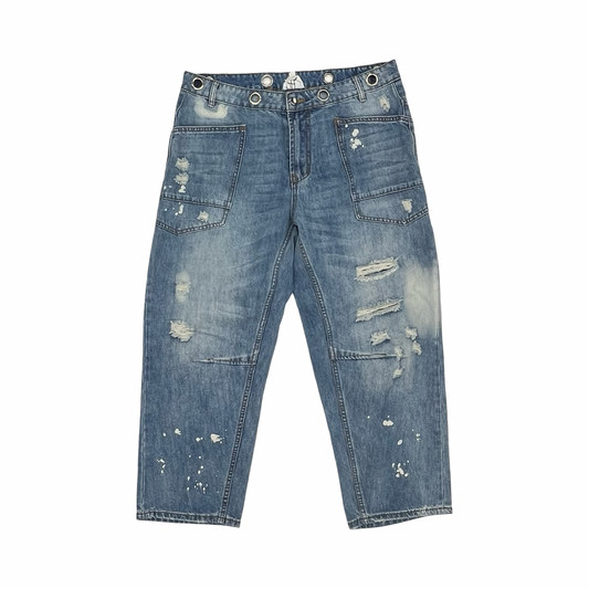 Jeans Wide Leg By Cmf In Blue Denim, Size:Xl