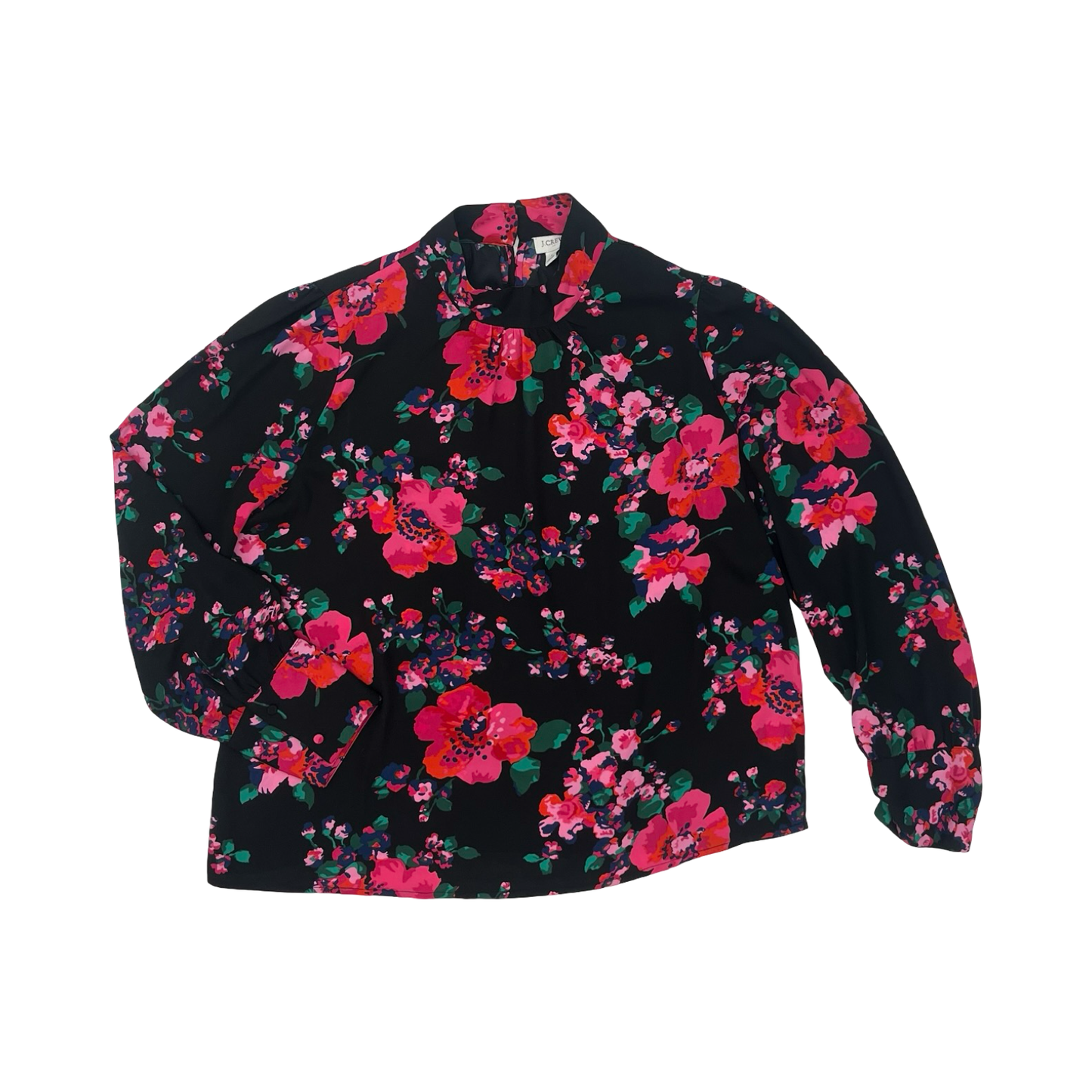 Blouse Ls By J. Crew In Black & Pink, Size:L