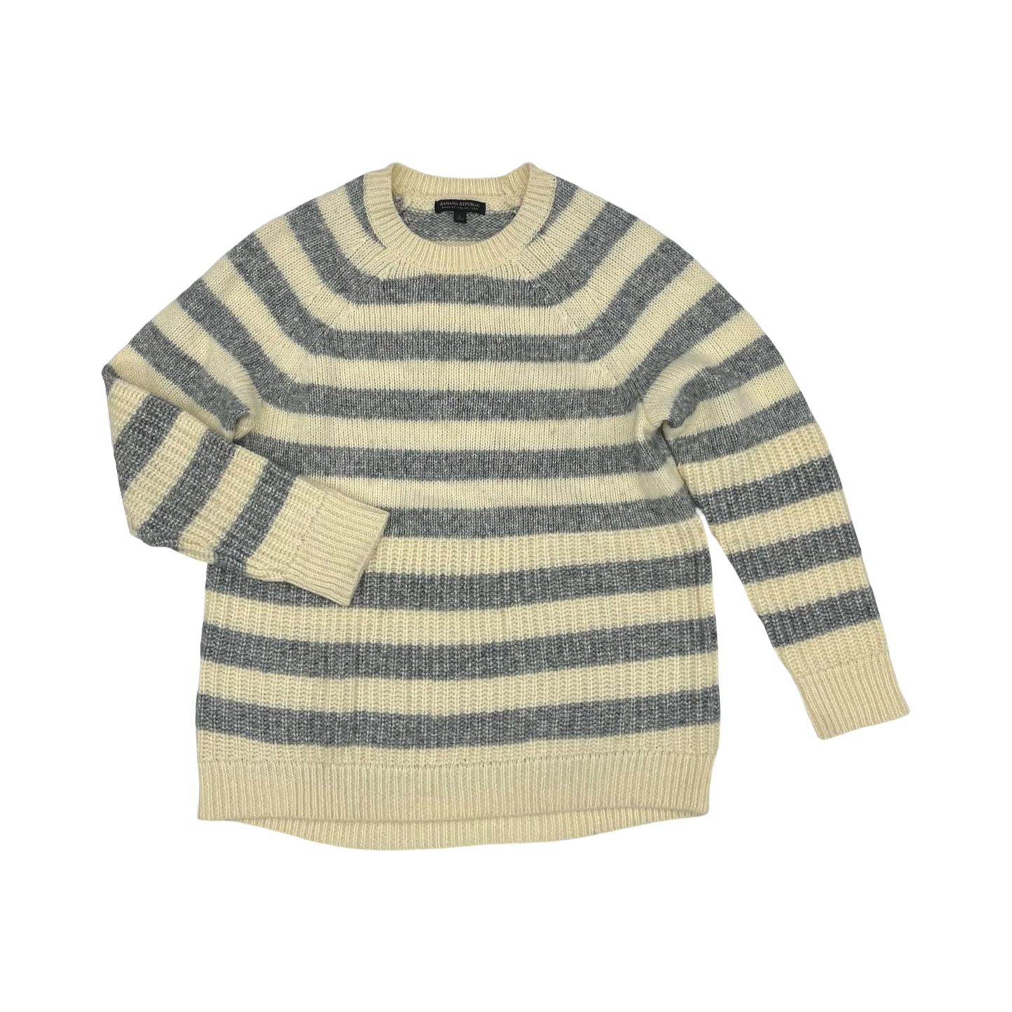 Sweater By Banana Republic In Cream & Grey, Size:L