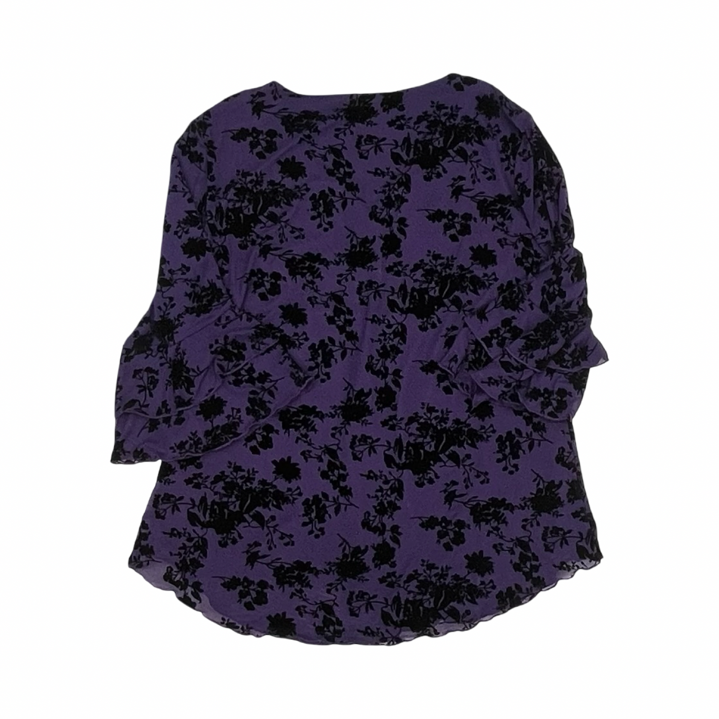 Blouse 3/4 Sleeve By Cmf In Black & Purple, Size:L