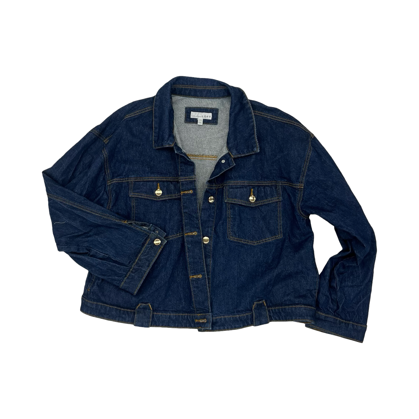 Jacket Denim By Loft In Blue Denim, Size:Xxl