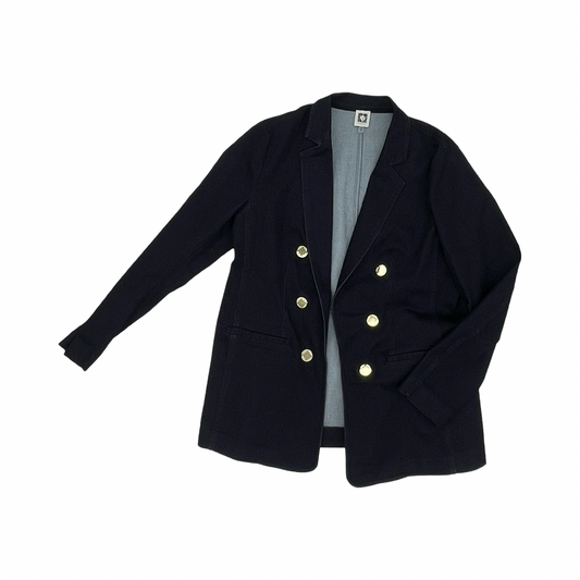 Blazer By Anne Klein In Blue Denim, Size:M