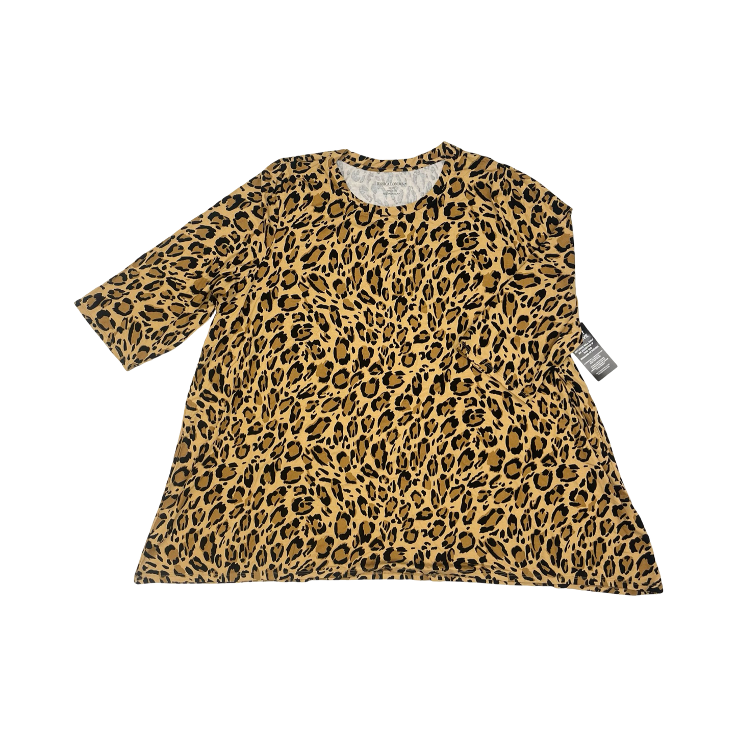 Top 3/4 Sleeve By Jessica London In Leopard Print, Size:3X