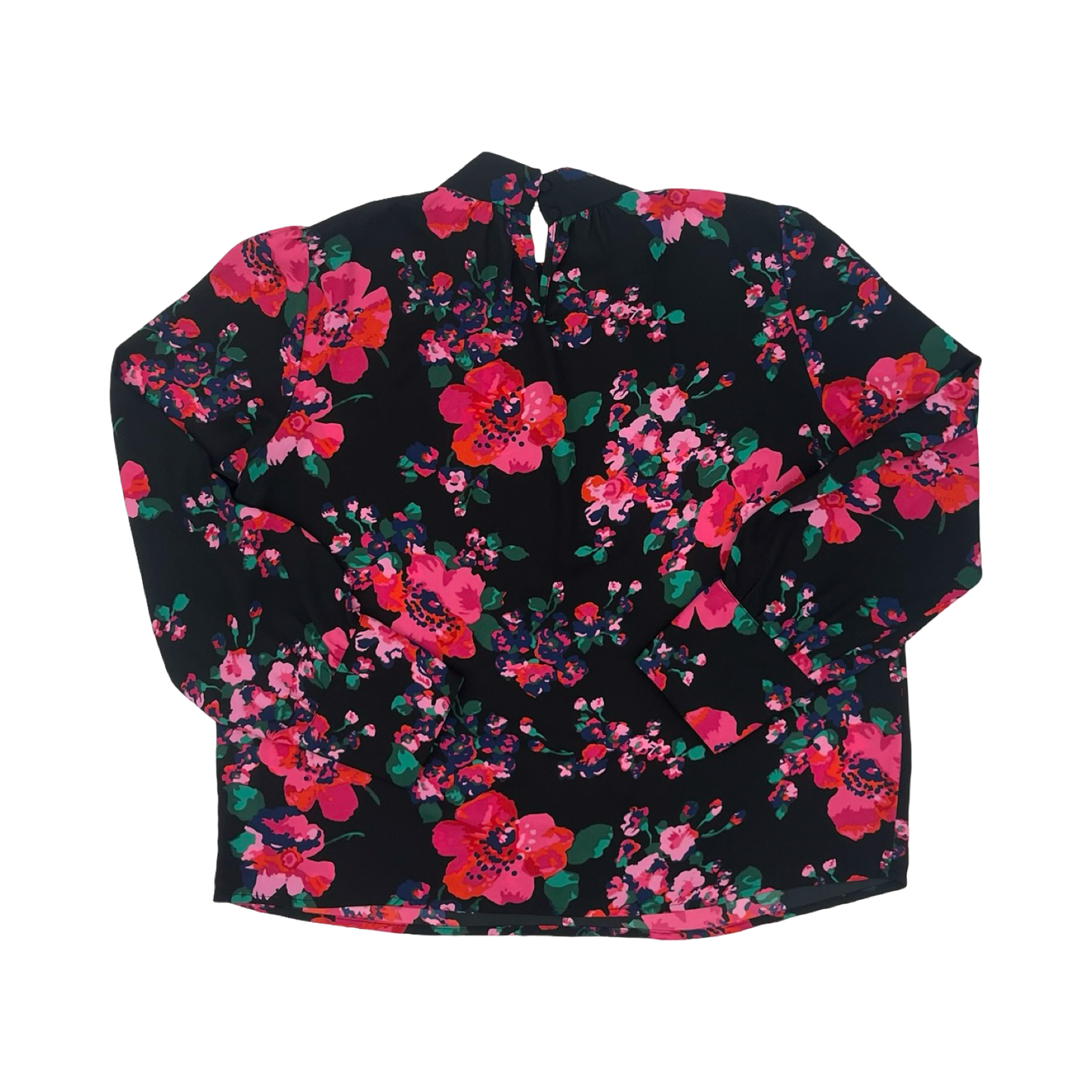 Blouse Ls By J. Crew In Black & Pink, Size:L