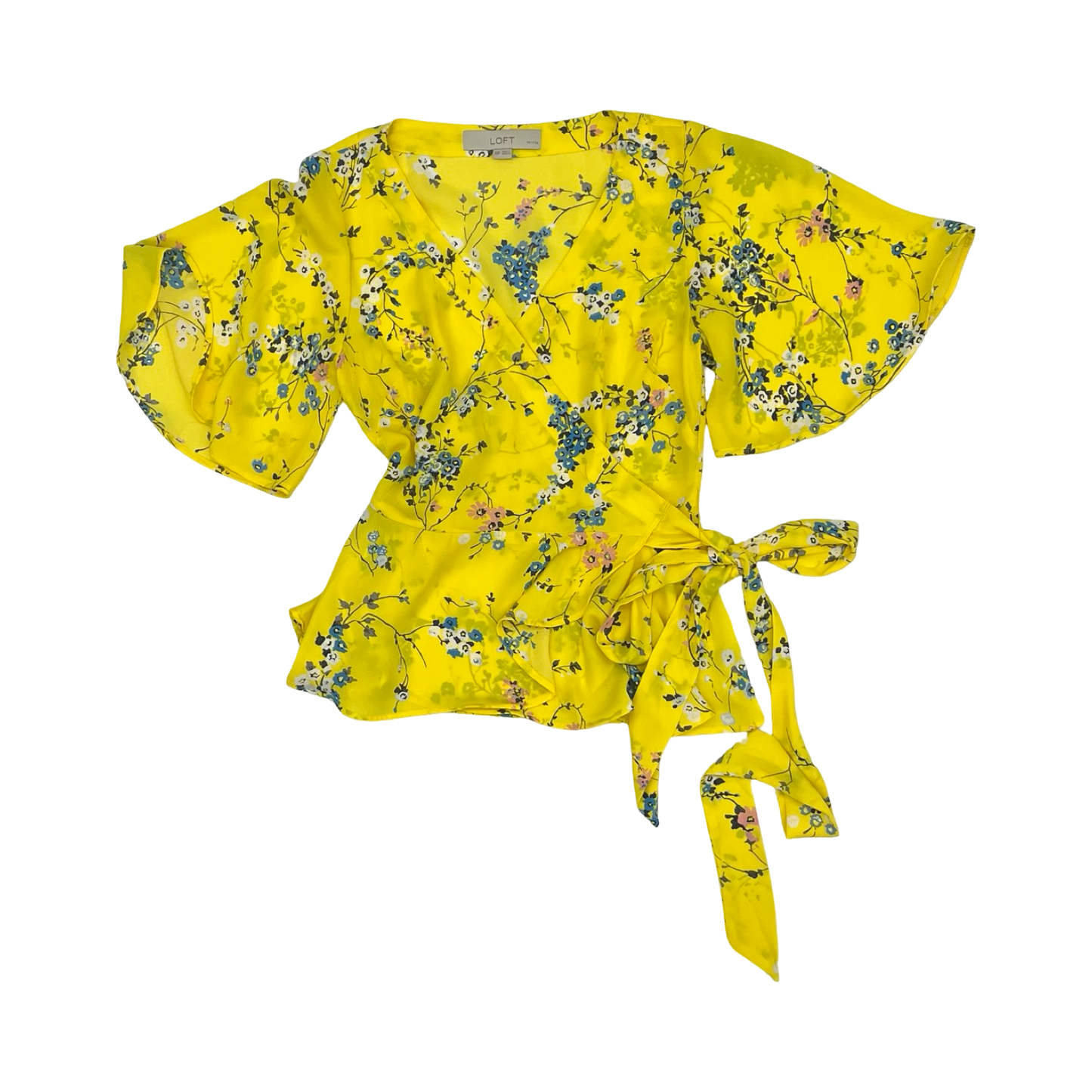 Blouse Ss By Loft In Yellow, Size:Xxsp