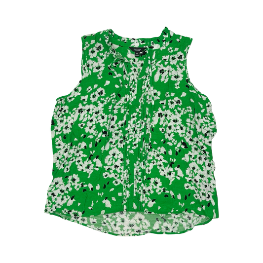 Blouse Sleeveless By Simply Vera In Green & White, Size:Xxl