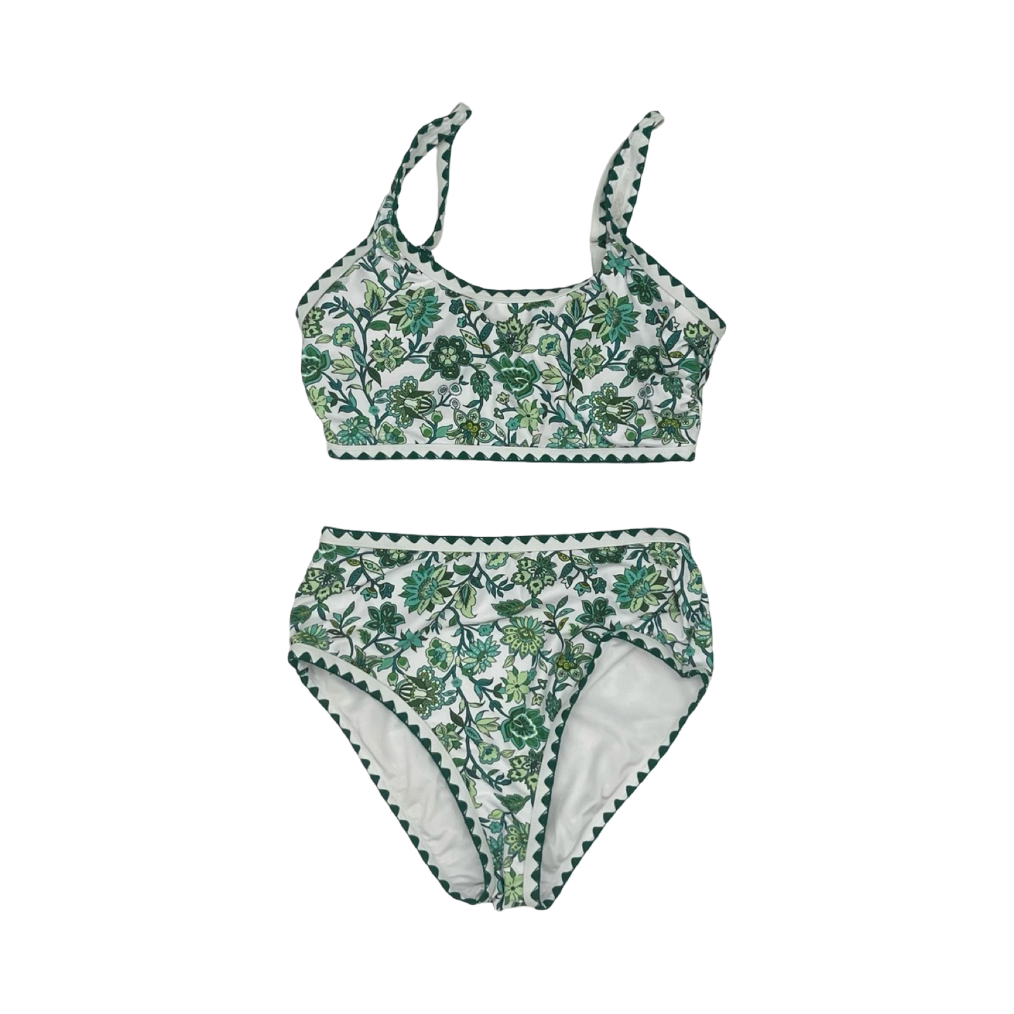 Swimsuit 2Pc By Clothes Mentor In Green & White, Size:M