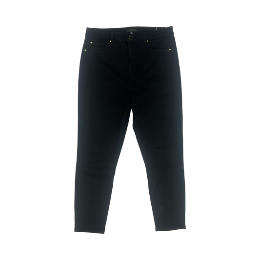 Jeans Straight By Ann Taylor In Black Denim, Size:16