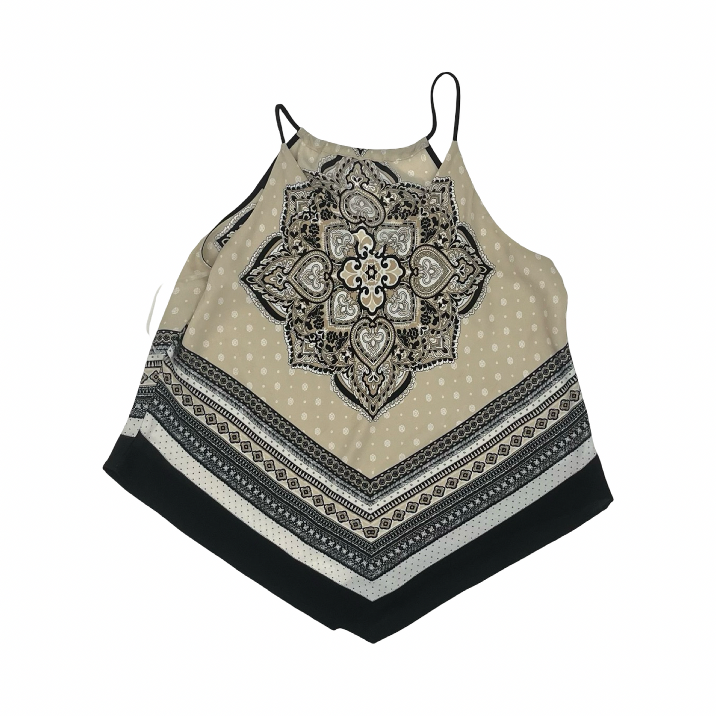 Blouse Sleeveless By Fortune & Ivy In Black & Tan, Size:L