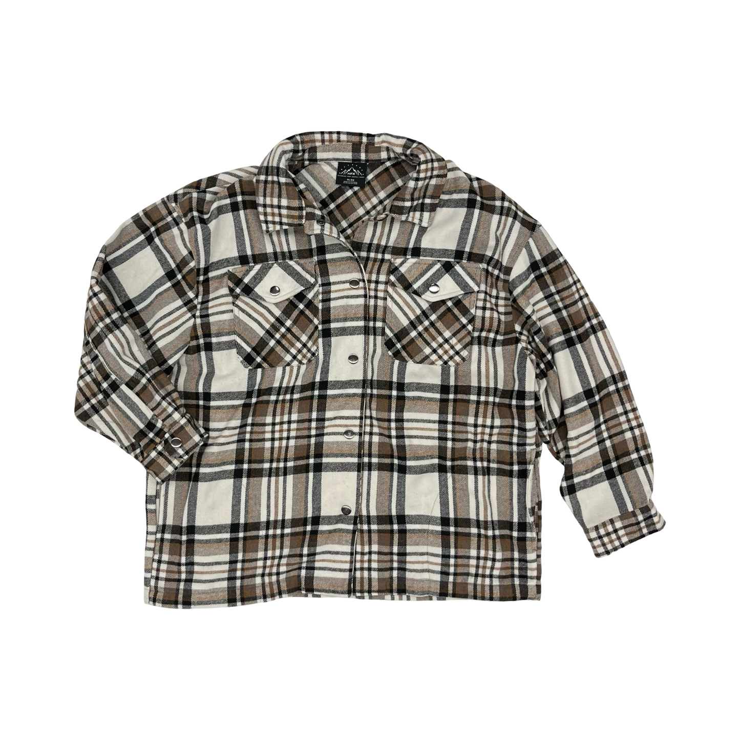 Jacket Shirt By Hfx In Brown & Cream, Size:Xl