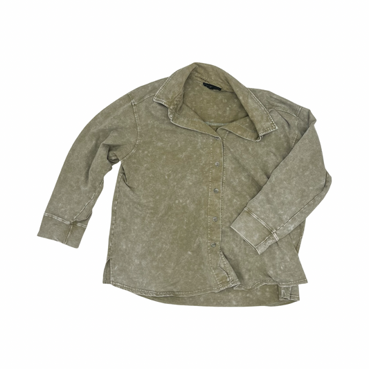Jacket Shirt By Jane And Delancey In Green, Size:1X