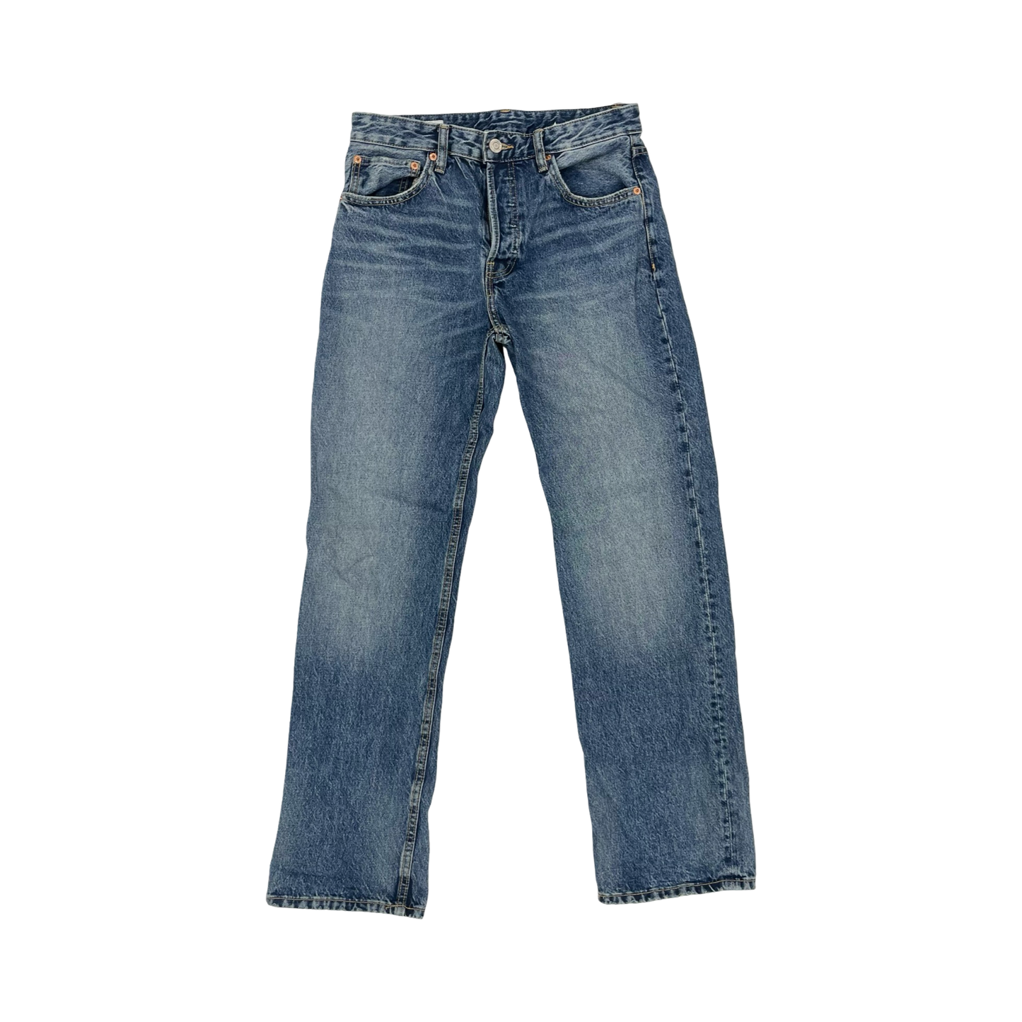 Jeans Straight By Zara In Blue Denim, Size:6