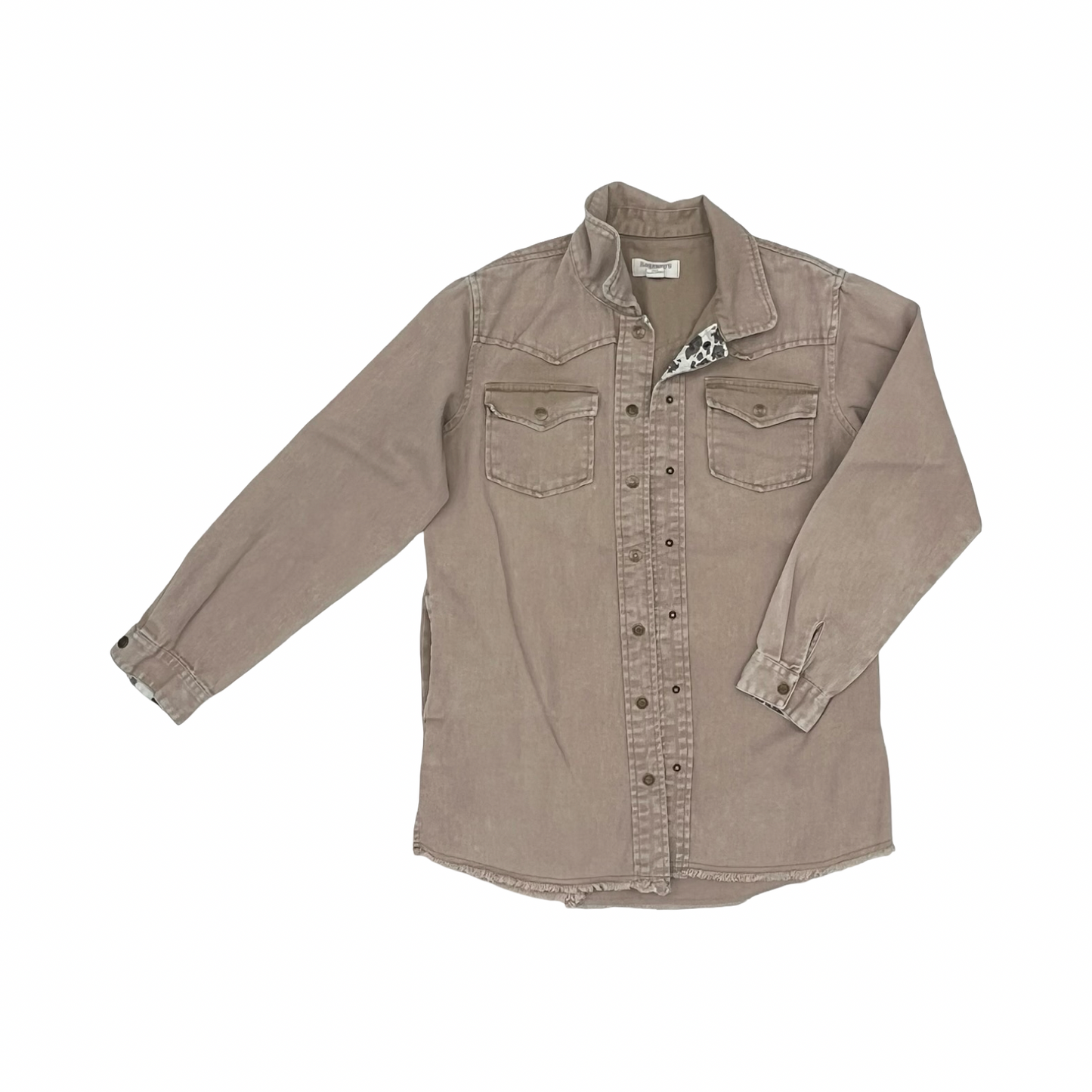 Jacket Shirt By Clothes Mentor In Tan, Size:M