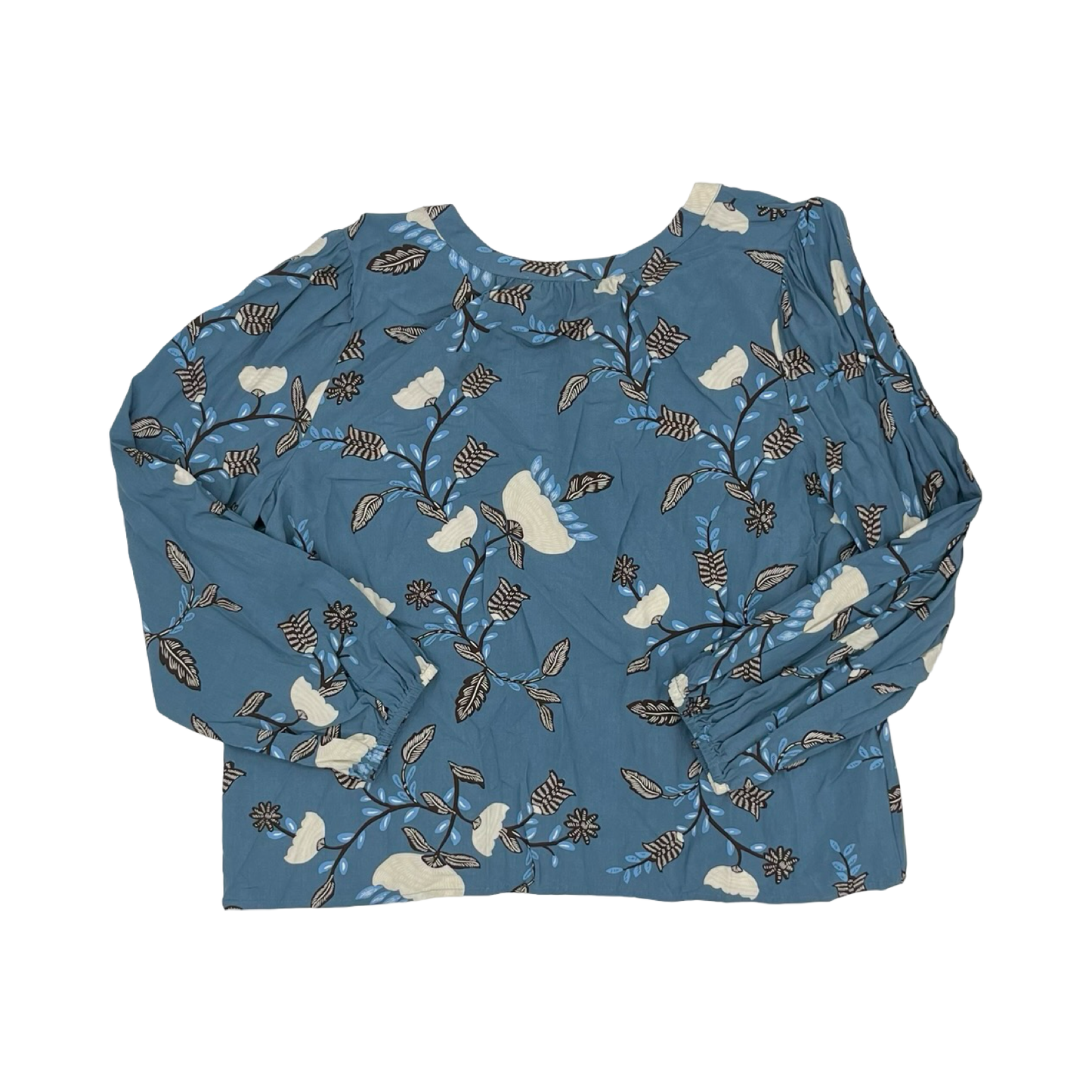 Blouse Ls By Loft In Blue, Size:Xl