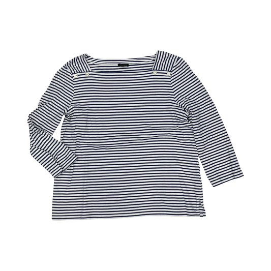 Top 3/4 Sleeve By Talbots In Blue & White, Size:L