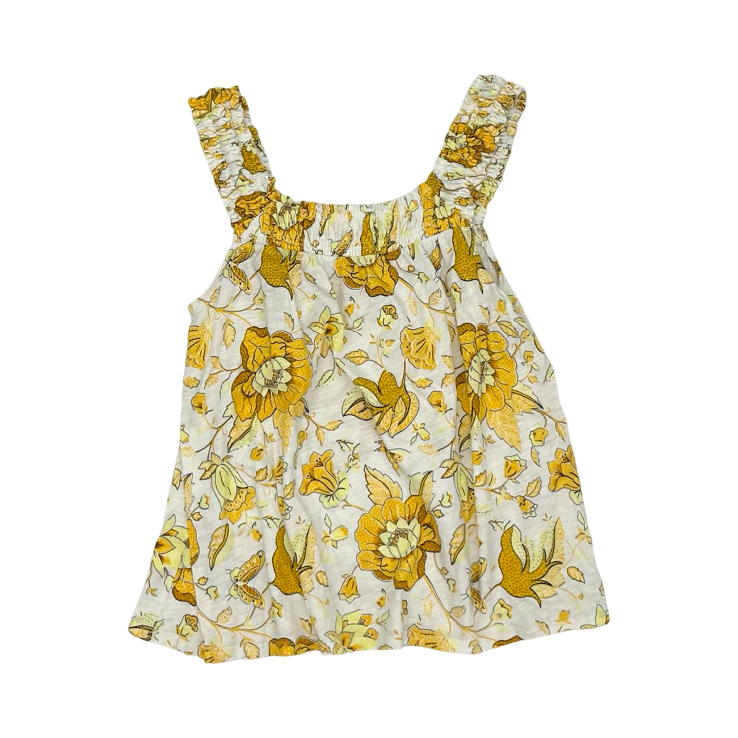 Blouse Sleeveless By Loft In White & Yellow, Size:Xs