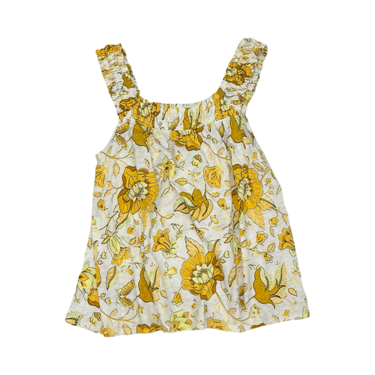 Blouse Sleeveless By Loft In White & Yellow, Size:Xs
