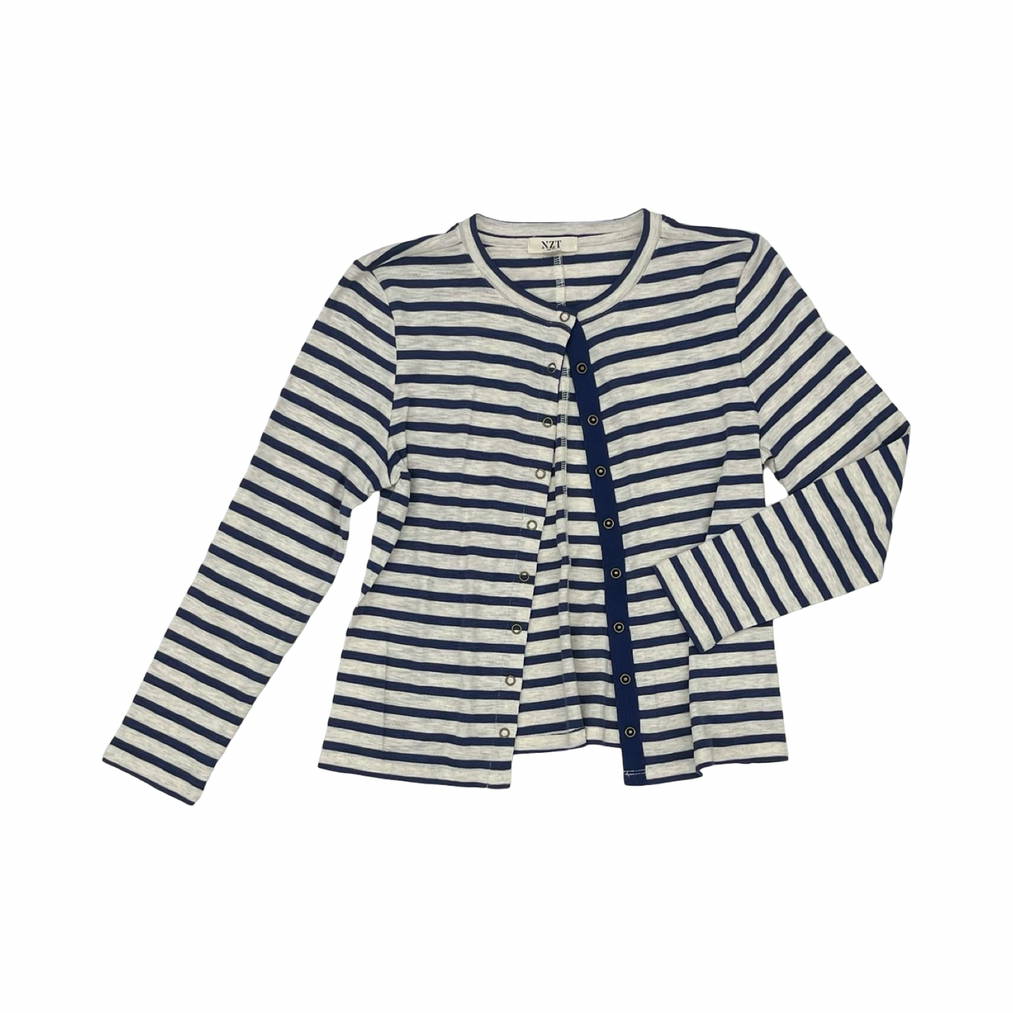 Cardigan By Nic + Zoe In Blue & Cream, Size:Sp