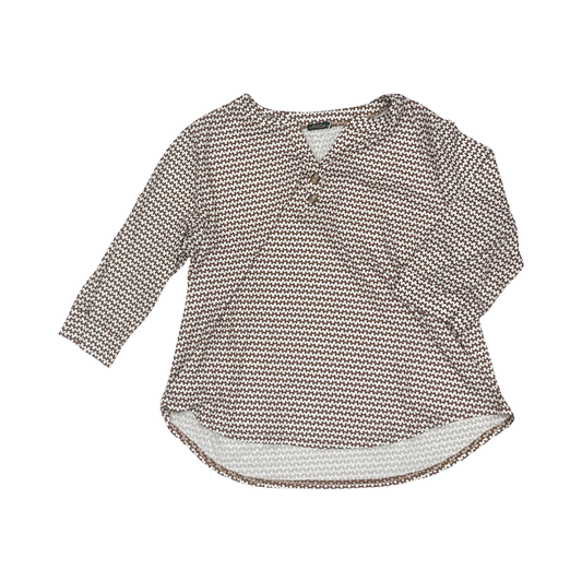 Top 3/4 Sleeve By Cmf In Brown & White, Size:3X
