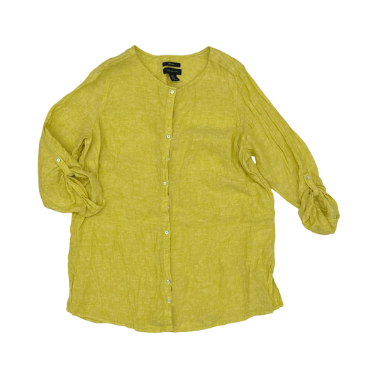 Blouse Ls By Tahari In Yellow, Size:1X