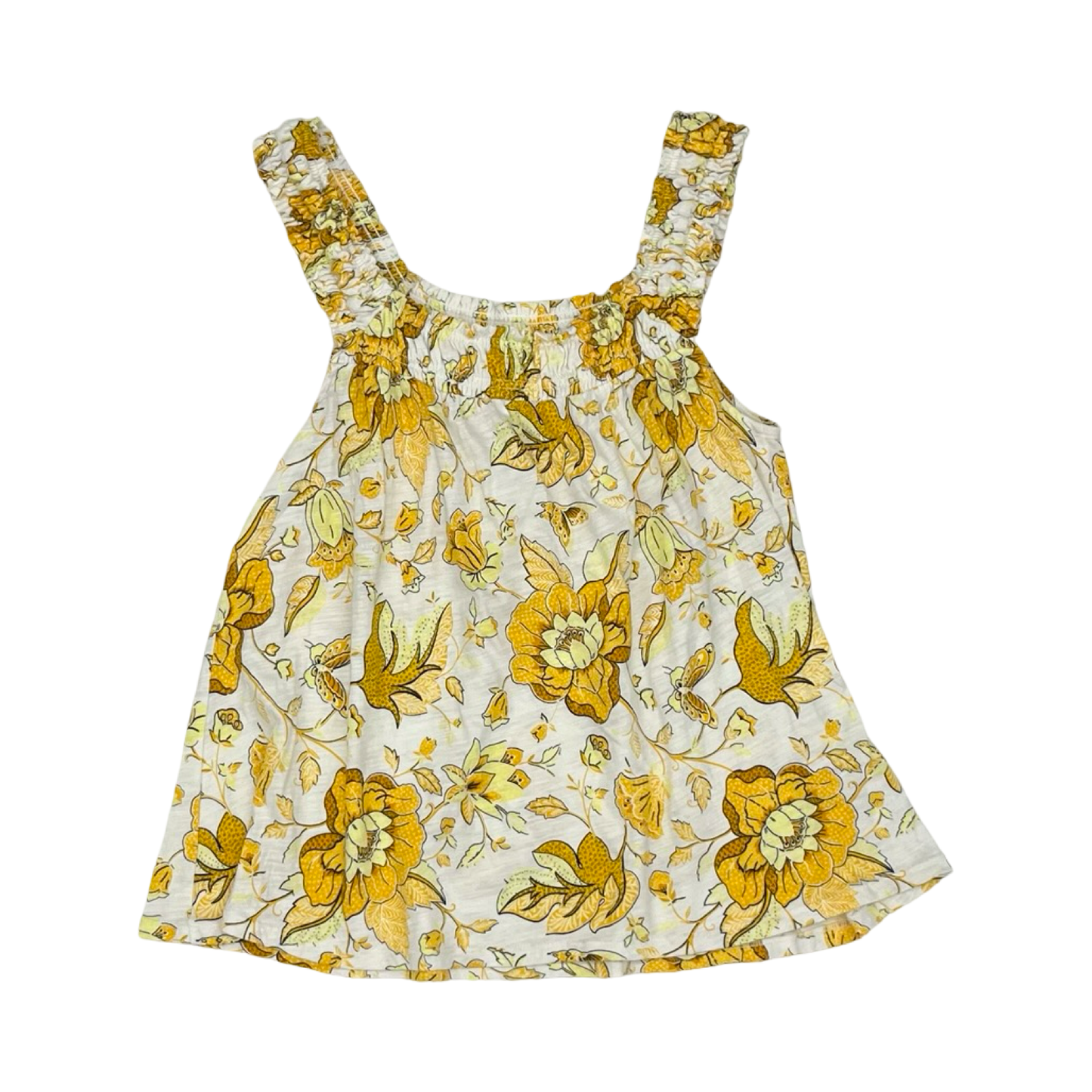 Blouse Sleeveless By Loft In White & Yellow, Size:Xs